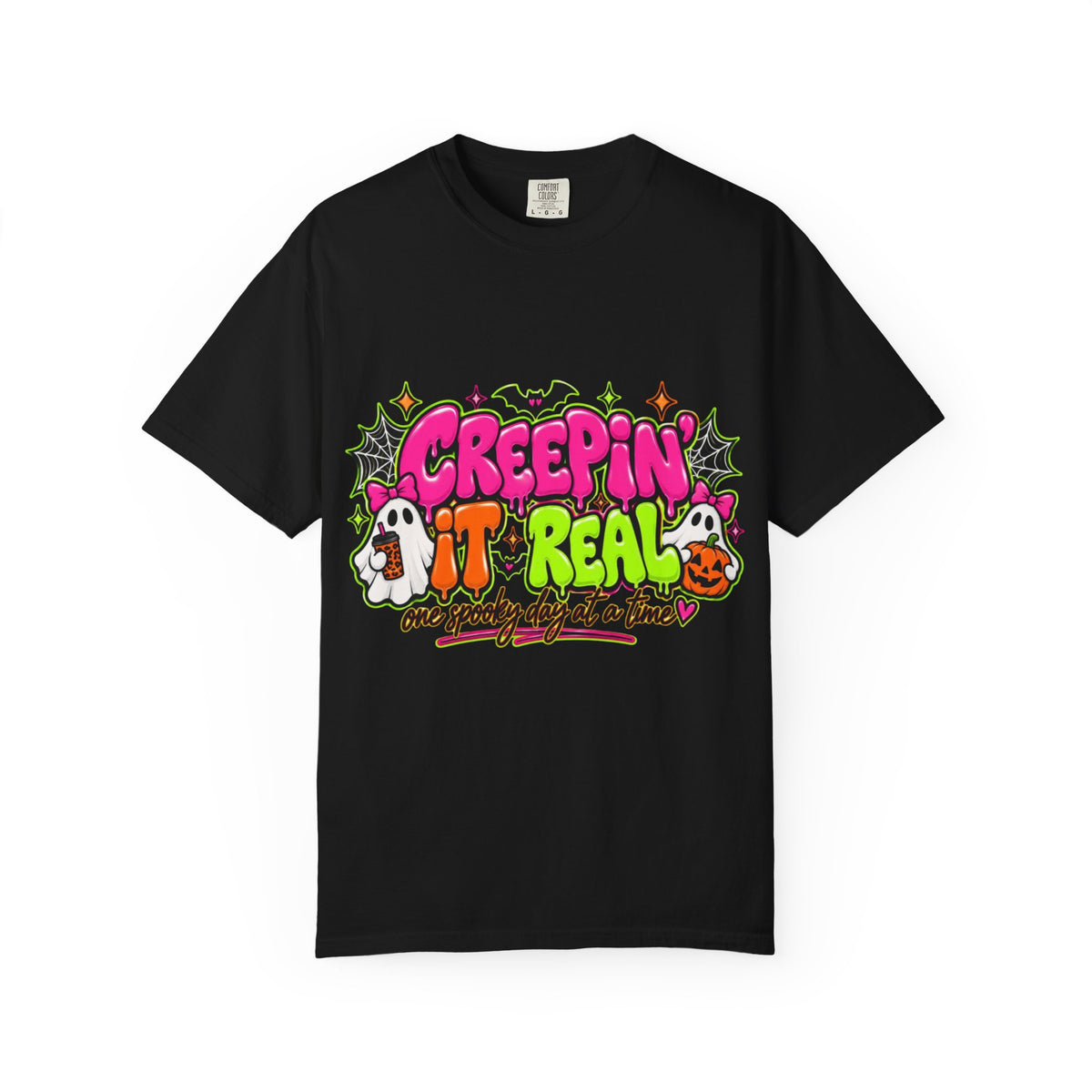 Adult Creepin' It Real Halloween T-Shirt — Cute Spooky Ghosts & Pumpkin Graphic