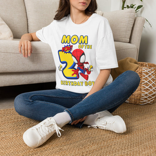 Mom of the 3rd Birthday Boy T-Shirt — Superhero Spider Design