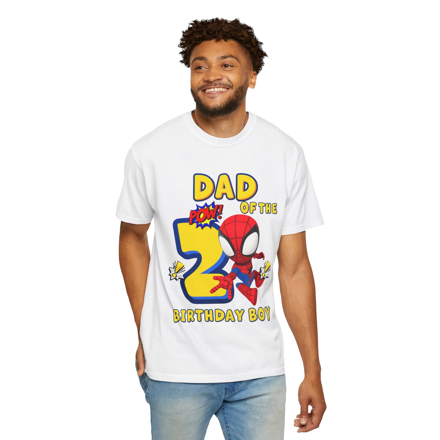 Dad of the 2nd Birthday Boy T-Shirt — Superhero Spidey Party Tee