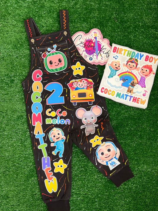 Baby boy custom black overall set