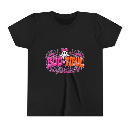 Youth Tee - "Boo-tiful Inside & Out" Halloween Ghost Kids Shirt