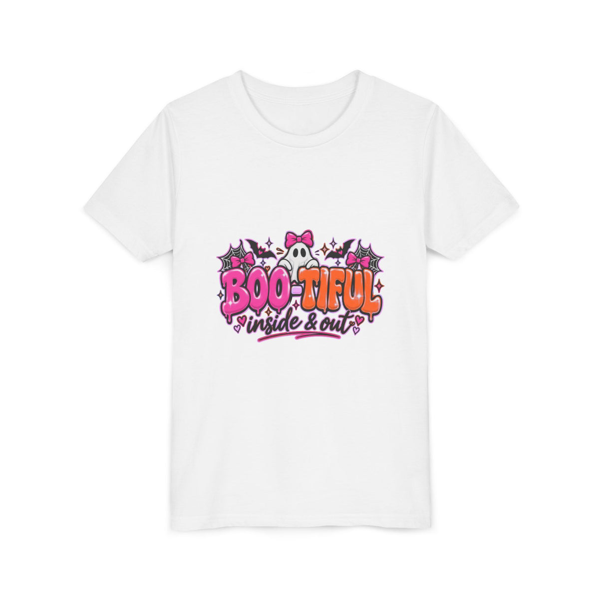 Youth Tee - "Boo-tiful Inside & Out" Halloween Ghost Kids Shirt